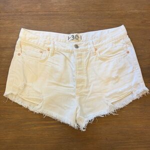 Free People We The Free Thirty White Distressed Denim Shorts US 30